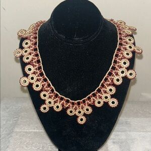 Cream and Purple Beaded Necklace